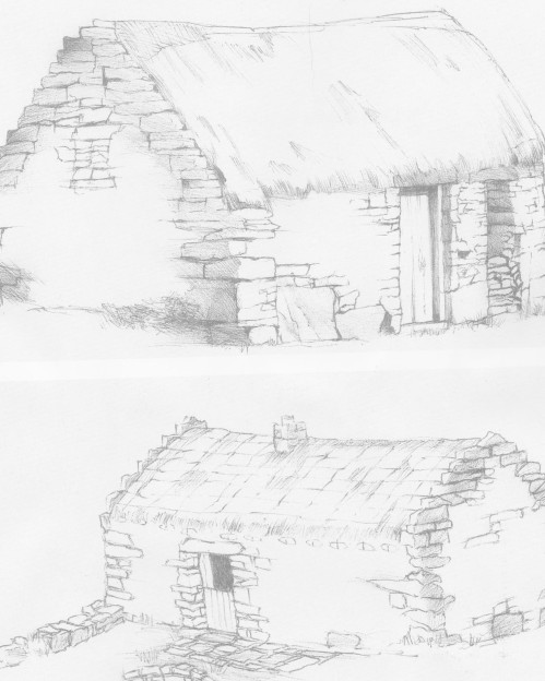 Famine village cabins artist rendering.jpg